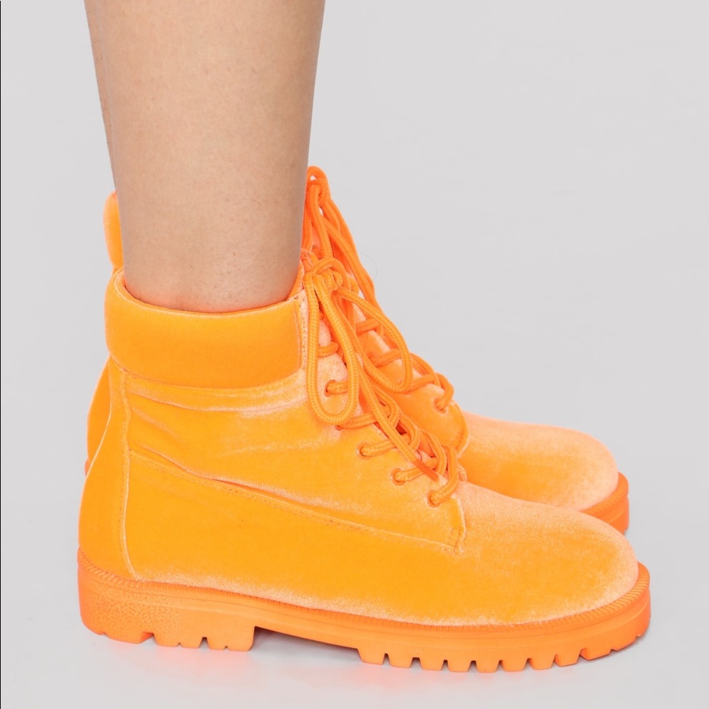 Fashion Nova Orange Suede Boots